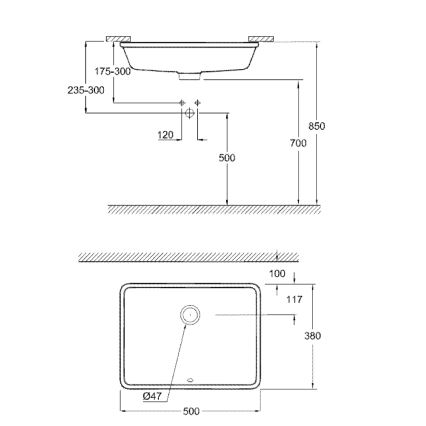 GROHE 3948000H - CUBE CERAMIC Washbasin 492 × 370 mm ceramic/white