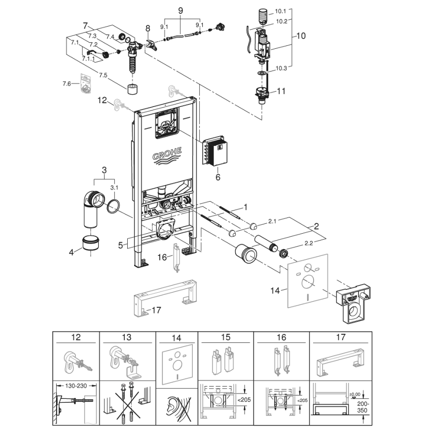 GROHE 39596000 - RAPID SLX Toilet Module 1130 mm, White