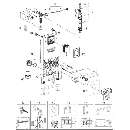 GROHE 39603000 - RAPID SLX 3-in-1 toilet set 1.13 m, Polished Chrome