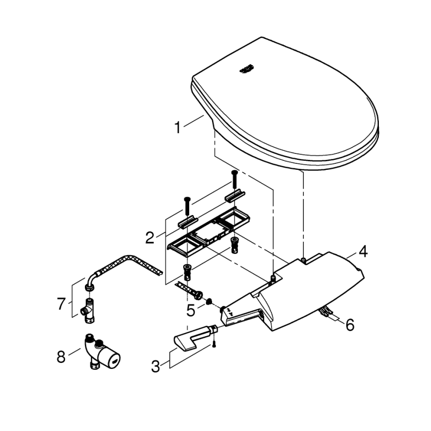 GROHE 39648SH0 - BAU CERAMIC manual bidet seat, Duro White