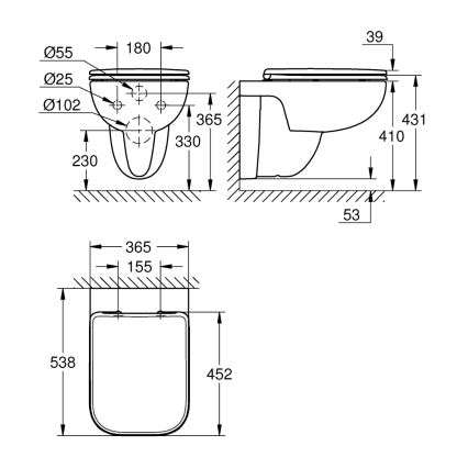 GROHE 39815000 - START EDGE wall-hung toilet 53.8 x 36.5 cm, durable white