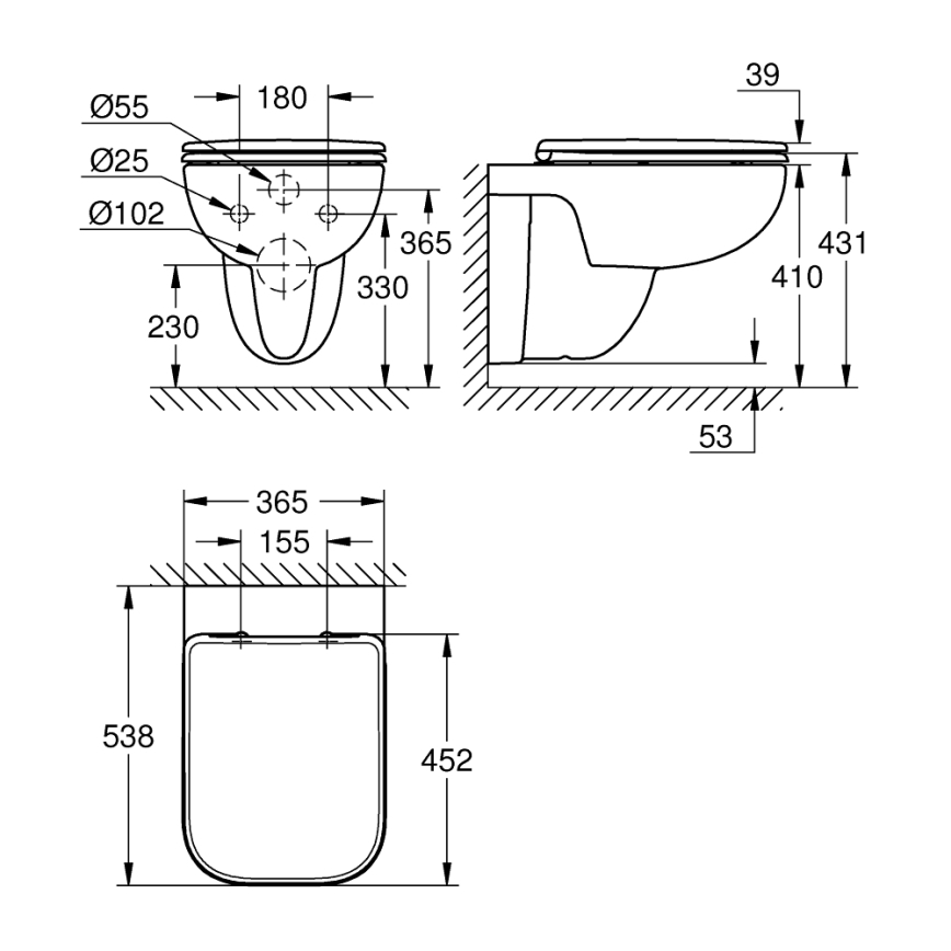 GROHE 39815000 - START EDGE wall-hung toilet 53.8 x 36.5 cm, durable white