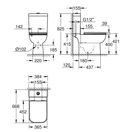 GROHE 39951000 - START EDGE close-coupled toilet 384 × 668 mm ceramic/white