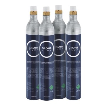GROHE 40422000 - GROHE BLUE 425 g CO2 Carbonation Cylinder, 4-pack, Stainless Steel