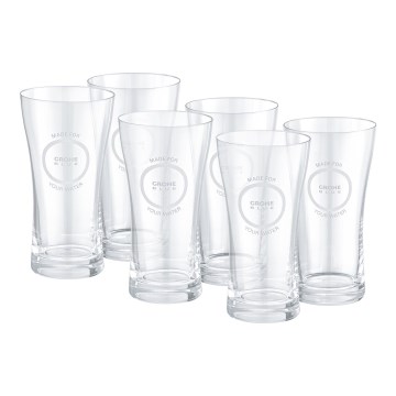 GROHE 40437000 - Set of 6 BLUE 250 ml Glasses, Crystal/Clear