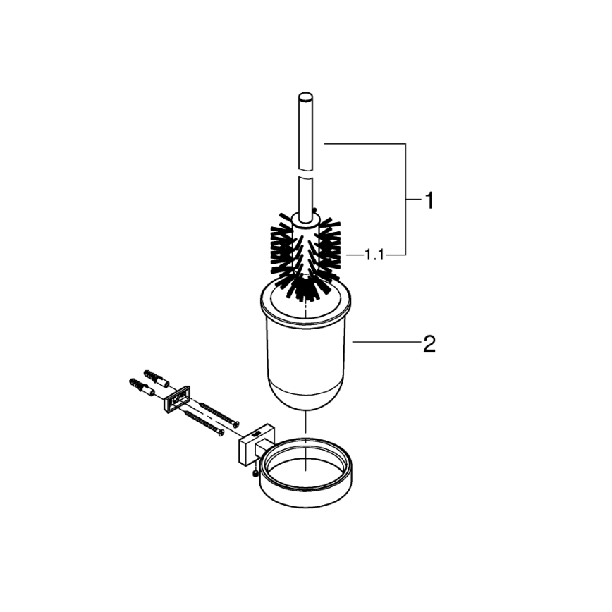 GROHE 40513AL1 - ESSENTIALS CUBE Toilet Brush Set, Graphite