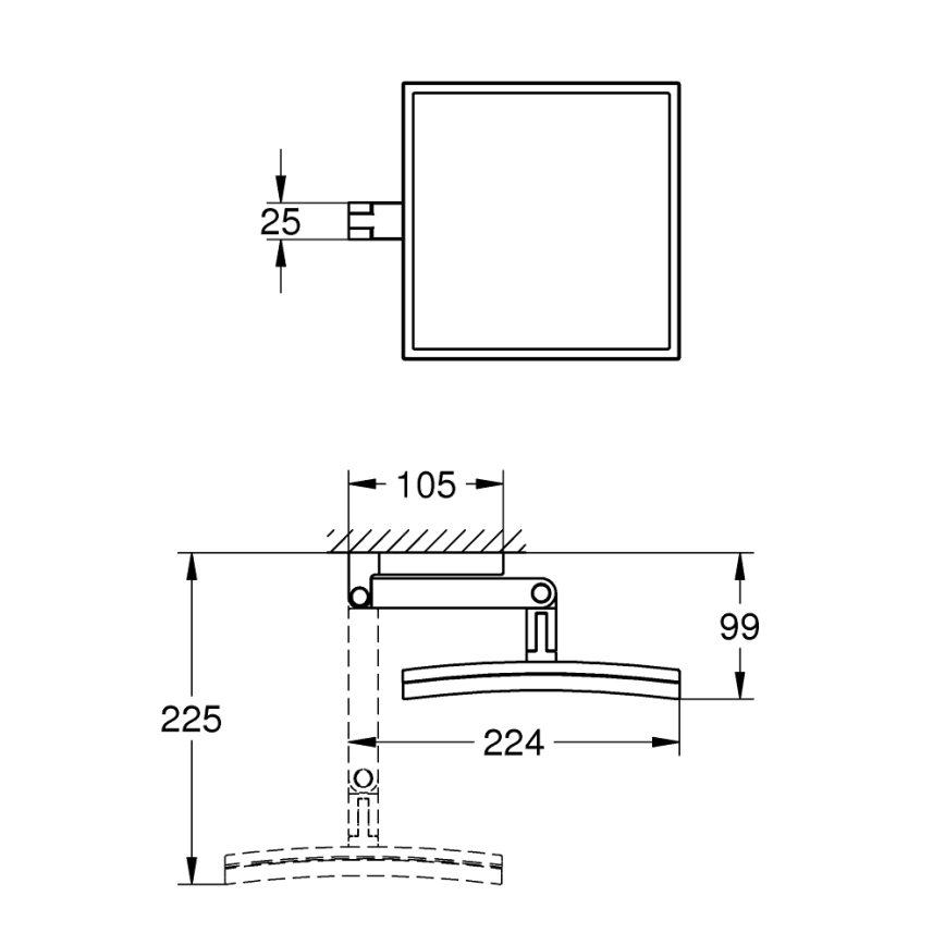GROHE 40808000 - SELECTION CUBE Cosmetic Mirror 22.3 × 22.3 cm Polished Chrome