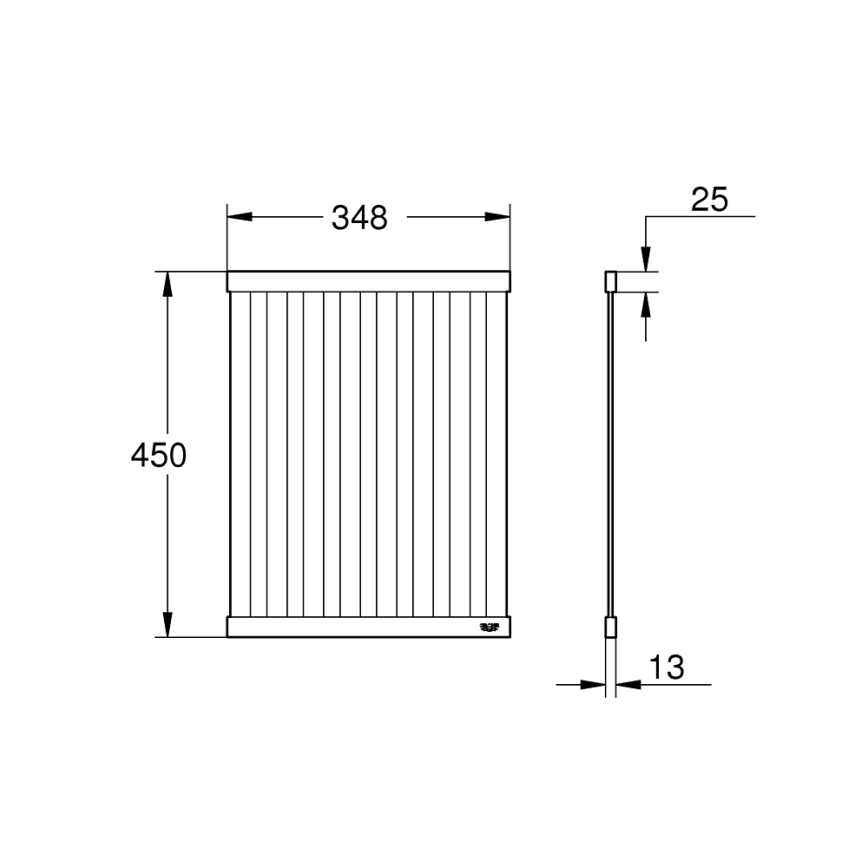 GROHE 40856SD0 - Brushed stainless steel drip tray 450 × 348 mm