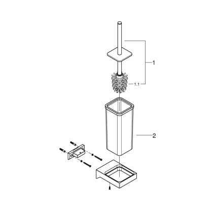 GROHE 40857000 - SELECTION CUBE Toilet Brush Set, Polished Chrome