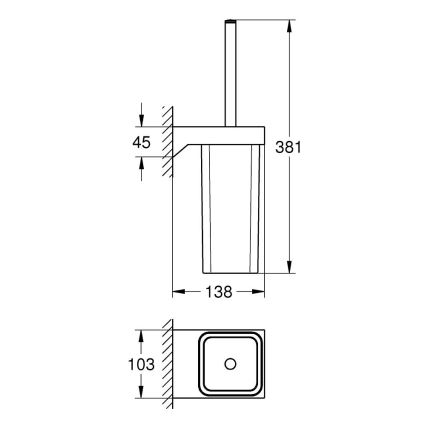 GROHE 40857000 - SELECTION CUBE Toilet Brush Set, Polished Chrome