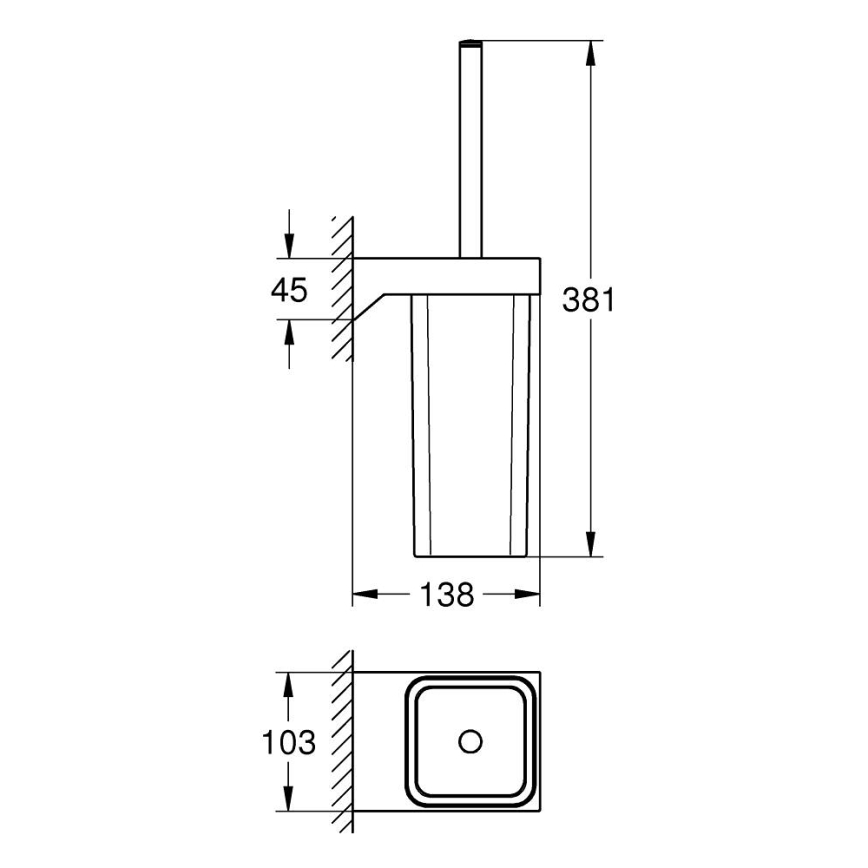 GROHE 40857000 - SELECTION CUBE Toilet Brush Set, Polished Chrome