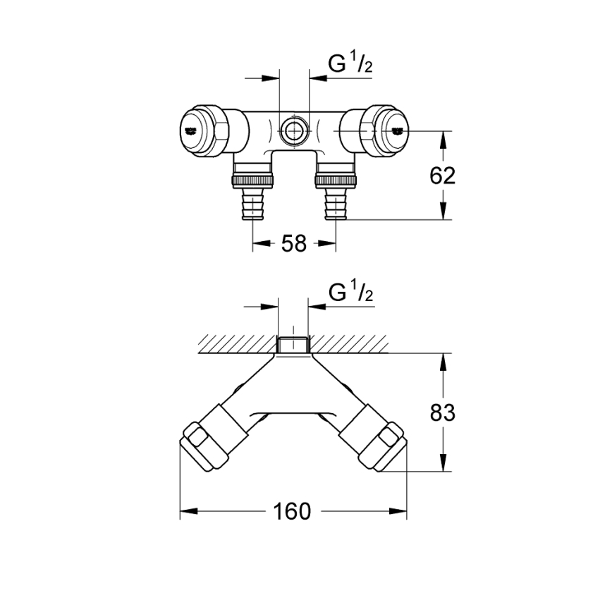 GROHE 41020000 - EGGEMANN 12” Double Valve, Polished Chrome