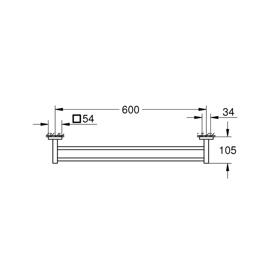 GROHE 41104DC0 - QUICKFIX START CUBE Double Towel Rail 654 mm, Stainless Steel