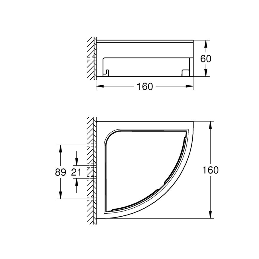 GROHE 411062430 - ESSENTIALS Corner Shower Shelf 250 × 250 mm Black