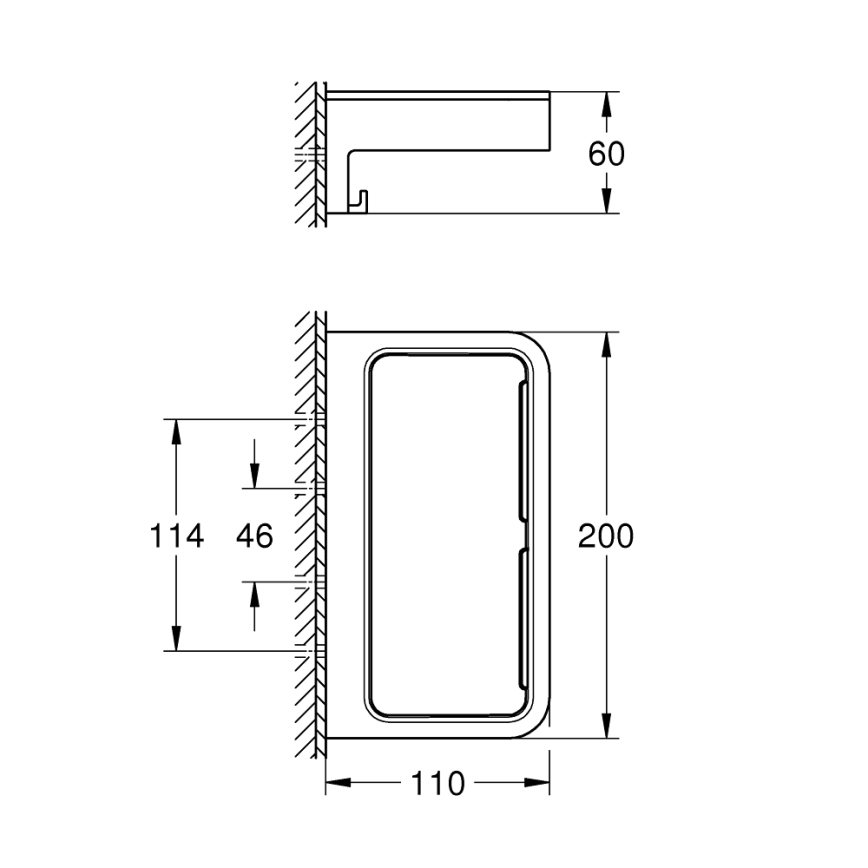GROHE 41107000 - START CUBE 20 cm Shower Shelf, Polished Chrome