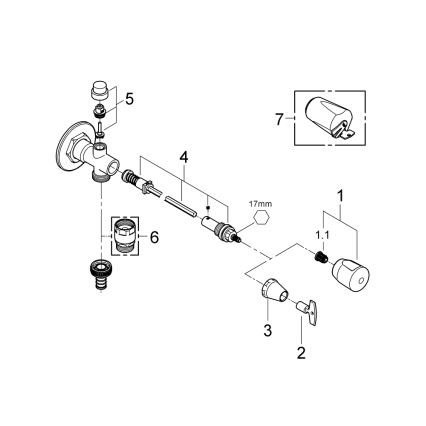 GROHE 41208000 - EUROTEC Outdoor Wall Valve DN 15, Polished Chrome