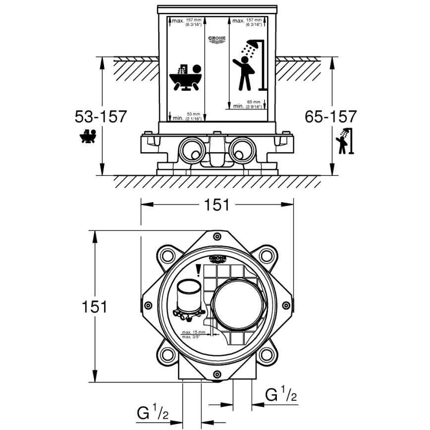 GROHE 45984001 - DN 15 Built-in Set, Brass