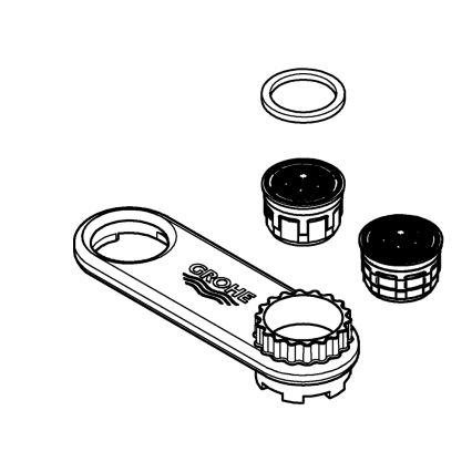 GROHE 46711000 - Aerator with 13.5 l/min and 34.8–37.8 l/min flow rates, SpeedClean, polished chrome