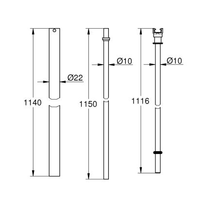 GROHE 48053000 - Shower arm for retrofit installation, 15 cm longer, polished chrome finish