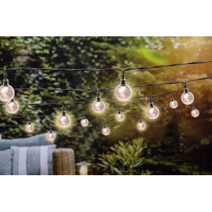 Grundig - Dimmable Solar LED String Lights, 50 LEDs / 8 Modes, 9.35 m, Warm White, 1200 mAh Battery, IP44, with Remote Control