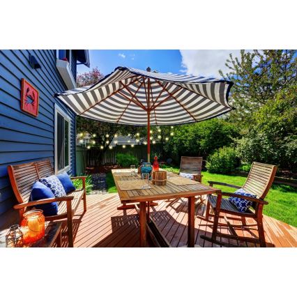Grundig - Dimmable Solar LED String Lights, 50 LEDs / 8 Modes, 9.35 m, Warm White, 1200 mAh Battery, IP44, with Remote Control