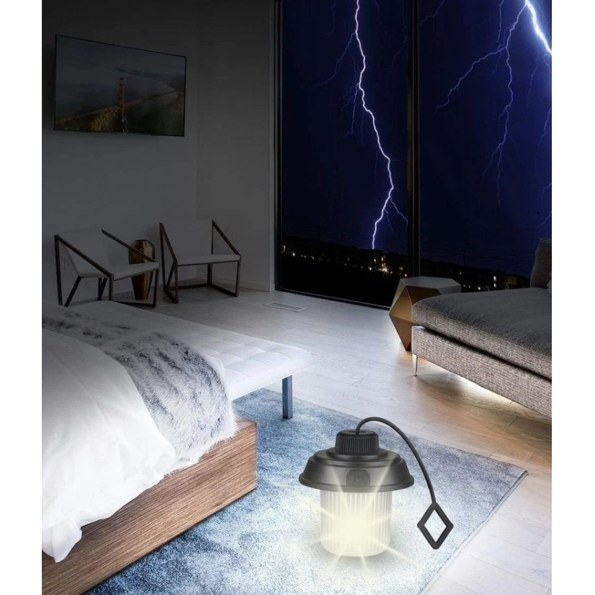 Grundig - LED Camping Lantern LED/3xAA 3000/4500/6000K IP44 Black