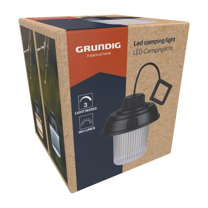 Grundig - LED Camping Lantern LED/3xAA 3000/4500/6000K IP44 Black