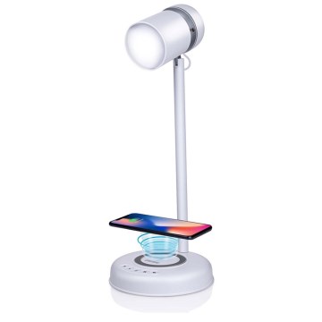 Grundig - LED Desk Lamp with Wireless Charging and 3-in-1 Speaker LED/15W/5V