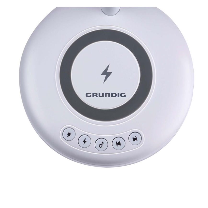 Grundig - LED Desk Lamp with Wireless Charging and 3-in-1 Speaker LED/15W/5V