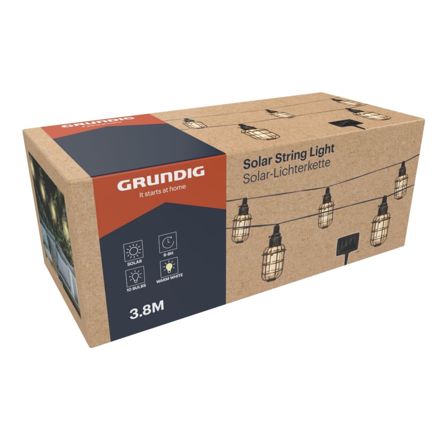 Grundig - LED Solar chain 10xLED 3,8m IP44 warm white