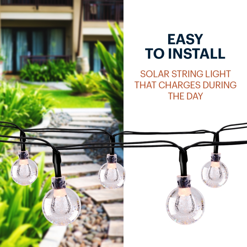 Grundig - LED Solar chain 50xLED/8 functions 6,9m warm white