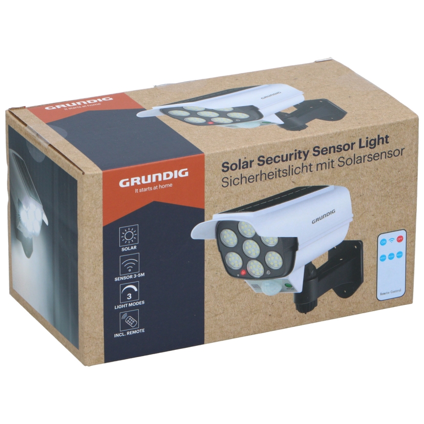 Grundig - Solar LED dummy security camera with sensor, 1.2V 800 mAh + remote control