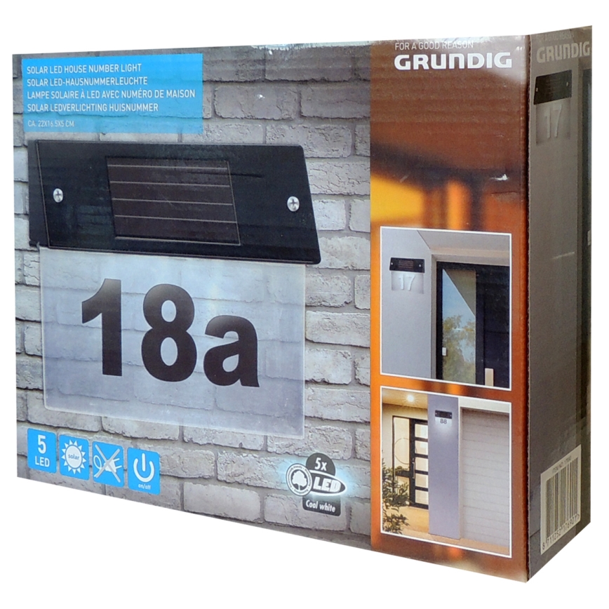 Grundig - LED Solar house number with sensor LED/1,2V IP44