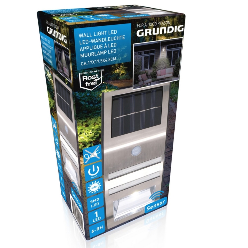Grundig - LED Solar wall light with sensor 1xLED IP64
