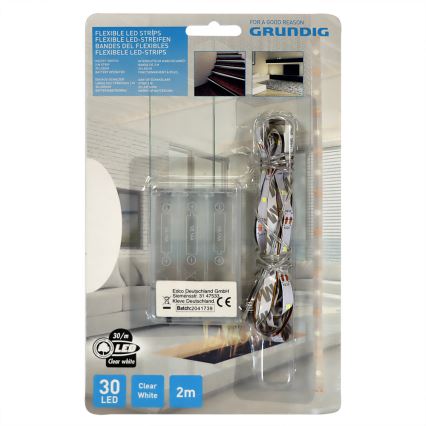 Grundig - LED Strip 2m LED/3xAA daylight white