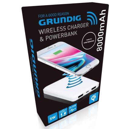 Grundig - Power Bank 8000 mAh/5V with wireless charging