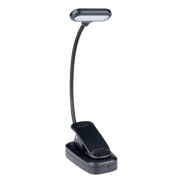 Grundig - Rechargeable LED Desk Lamp with Clip, 5V/400 mAh, Black