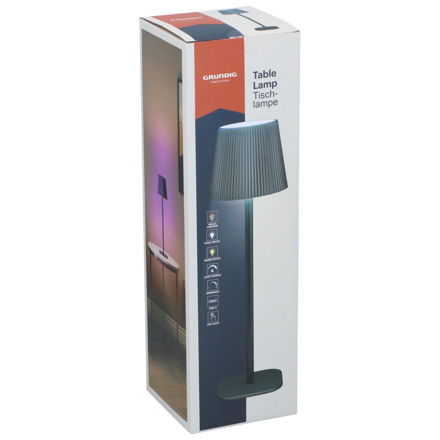 Grundig - RGB LED Dimmable Touch Table Lamp, 5V, 1200 mAh