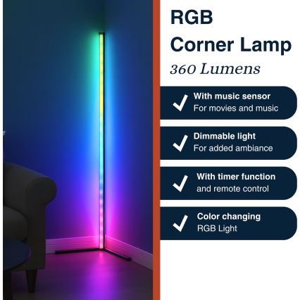 Grundig - RGBW Dimmable LED Floor Lamp, 6W, 230V + Remote Control