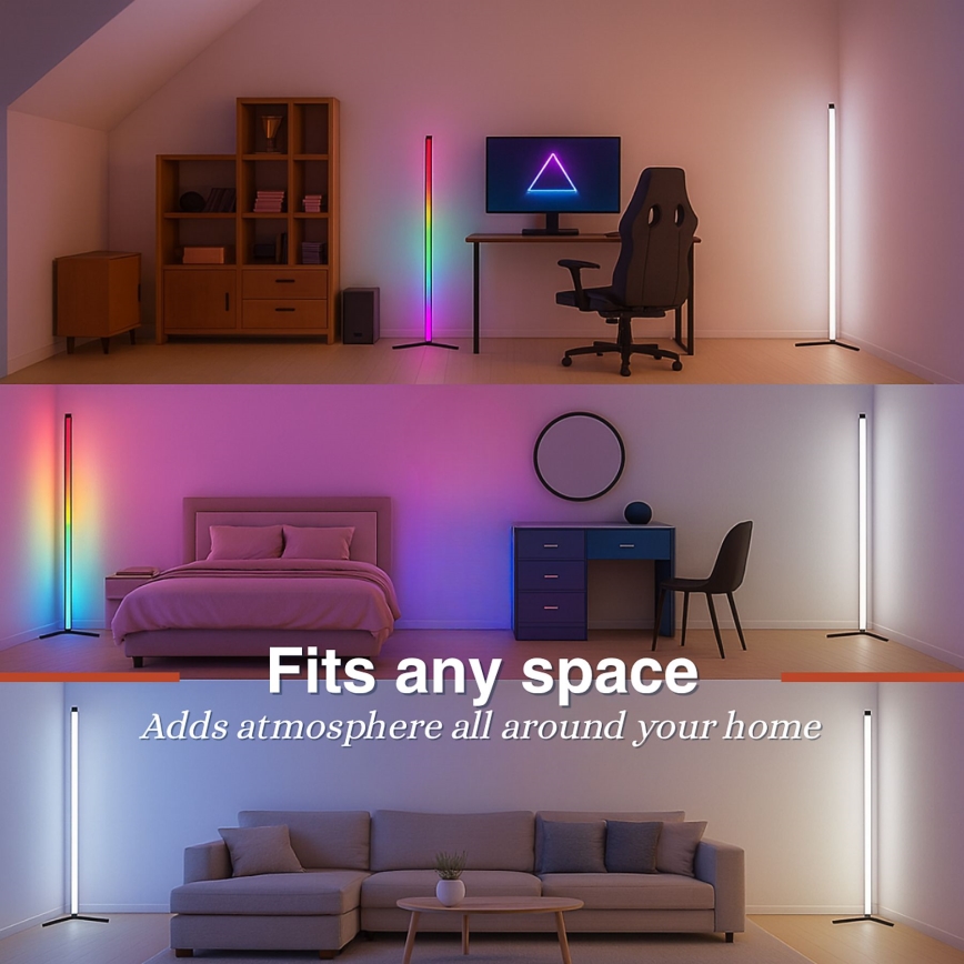 Grundig - RGBW Dimmable LED Floor Lamp, 6W, 230V + Remote Control