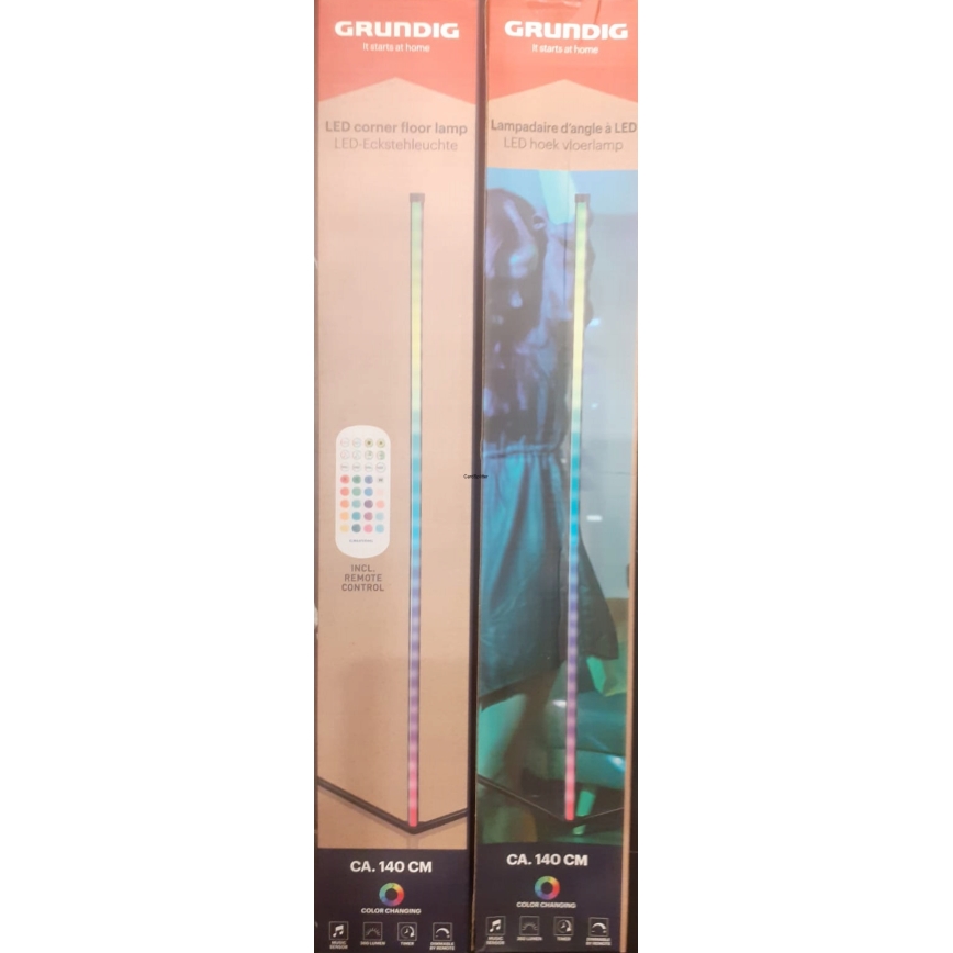 Grundig - RGBW Dimmable LED Floor Lamp, 6W, 230V + Remote Control