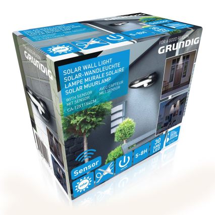 Grundig - SET 2x LED Solar wall light with sensor LED/3,2V 600 mAh