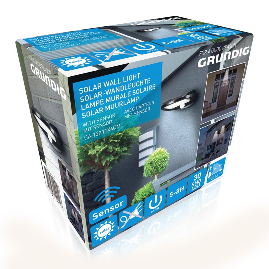 Grundig - SET 2x LED Solar wall light with sensor LED/3,2V 600 mAh