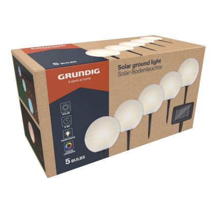Grundig - SET 5x LED RGBW  Solar light LED/3,2V IP44