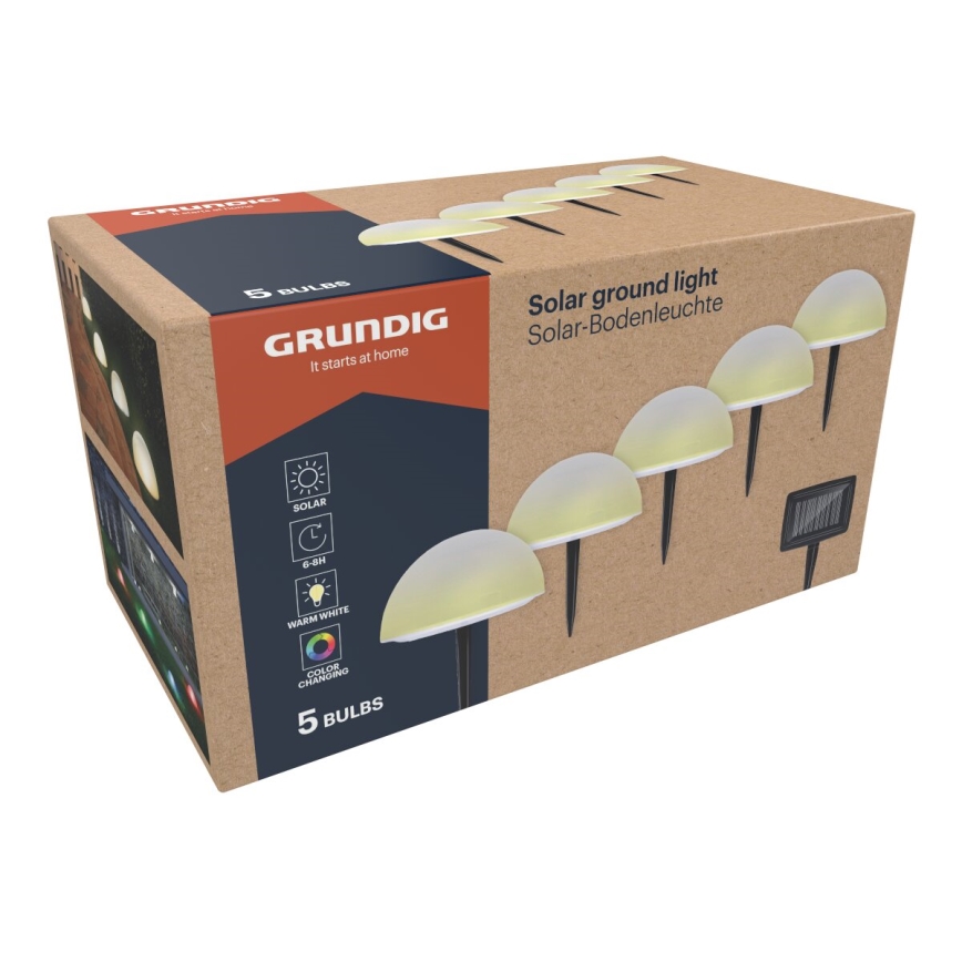 Grundig - SET 5x LED RGBW Solar light LED/3,2V IP44