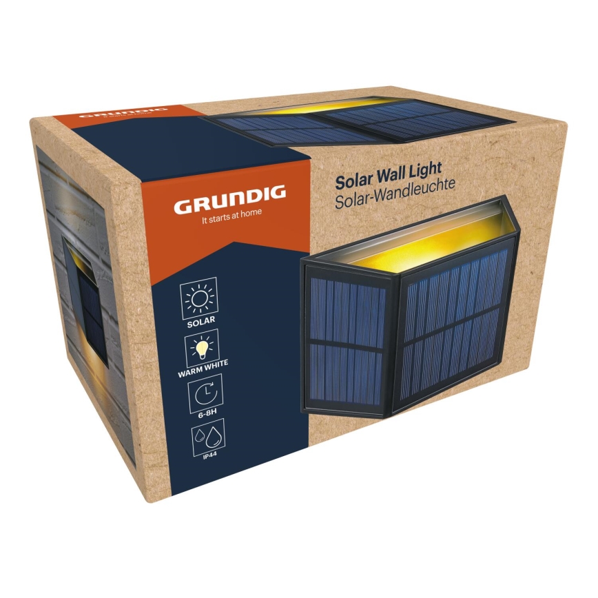 Grundig - Solar LED Wall Light, 3.7 V 1800 mAh, IP44