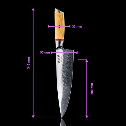 Gudaro - 5-piece HIKARI Damascus kitchen knife set with magnetic holder