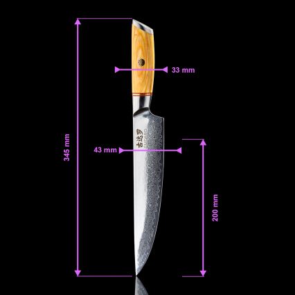 Gudaro - 5-piece HIKARI Damascus kitchen knife set with magnetic holder