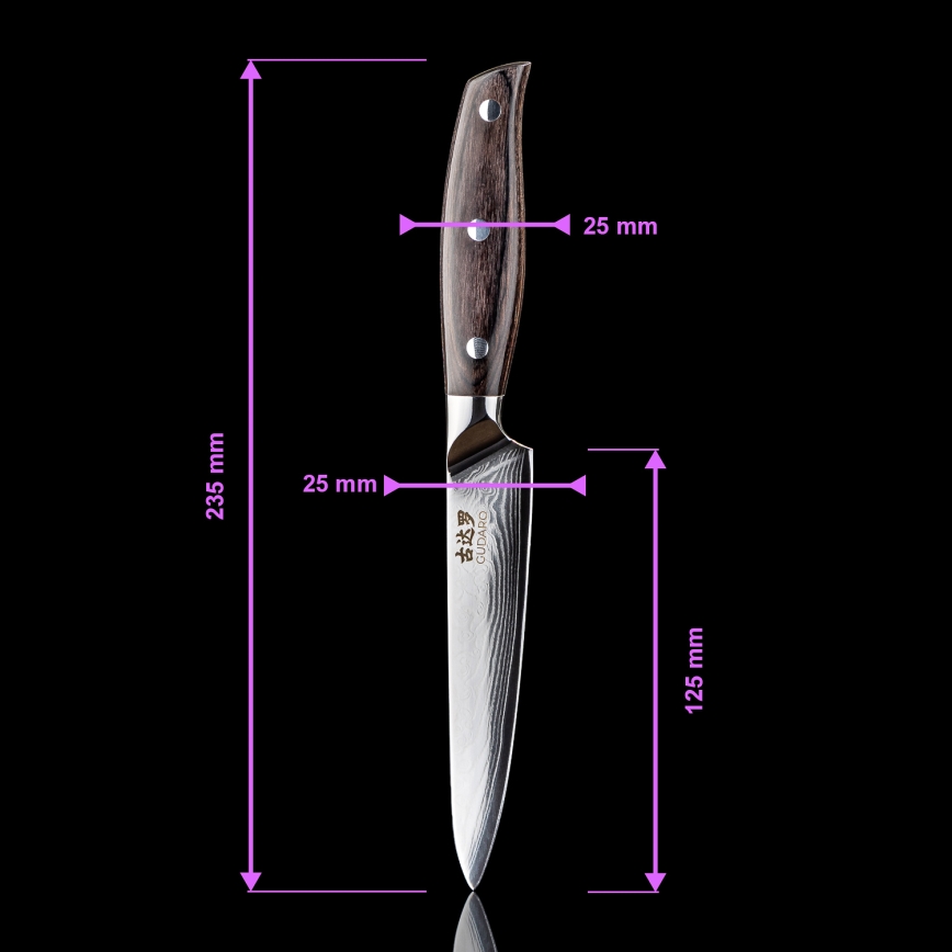 Gudaro - 5-Piece SHIRO Damascus Kitchen Knife Set + Knife Block and Poultry Shears