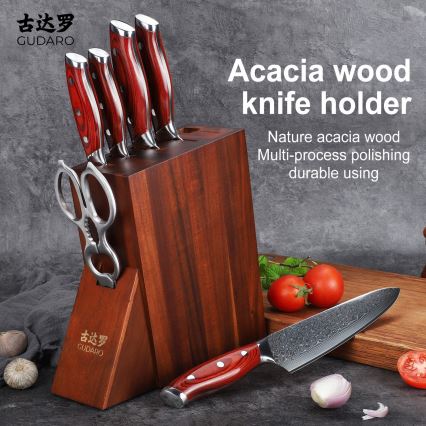 Gudaro - AKIRA Acacia Knife Block 25x25x10 cm